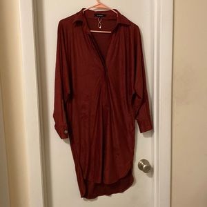 Suede shirt dress
